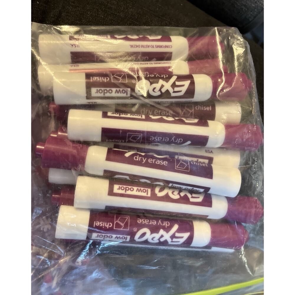 EXPO Low-Odor Dry-Erase Markers, Chisel Point, Purple Pack of 12